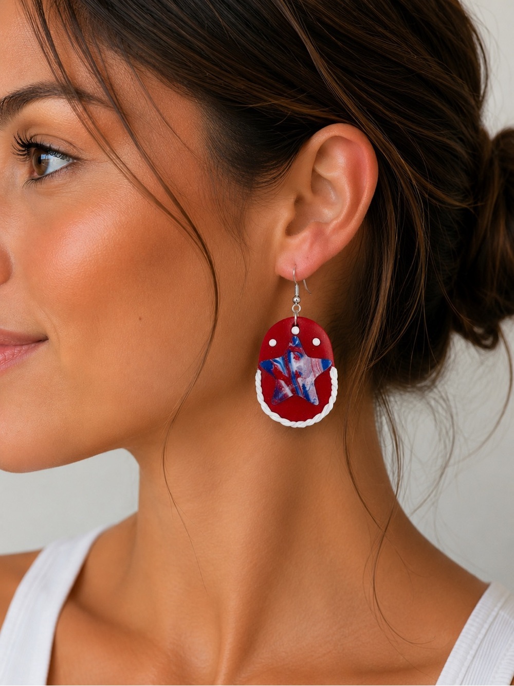 Red white & Blue Star Earrings